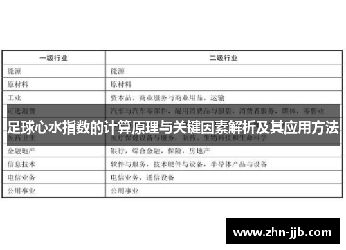 足球心水指数的计算原理与关键因素解析及其应用方法