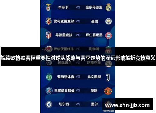 解读欧协联赛程重要性对球队战略与赛季走势的深远影响解析竞技意义 解读欧协联赛程重要性对球队战略与赛季走势的深远影响解析竞技意义